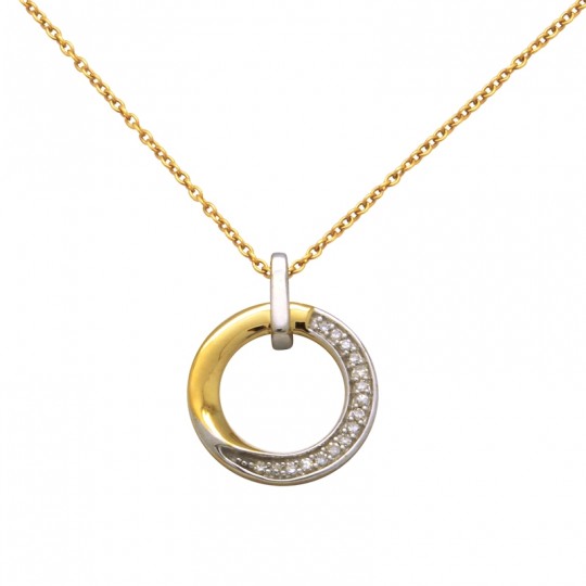 Collier Femme Atelier 17 Bulle cercle décalé bicolore or 375 000 et