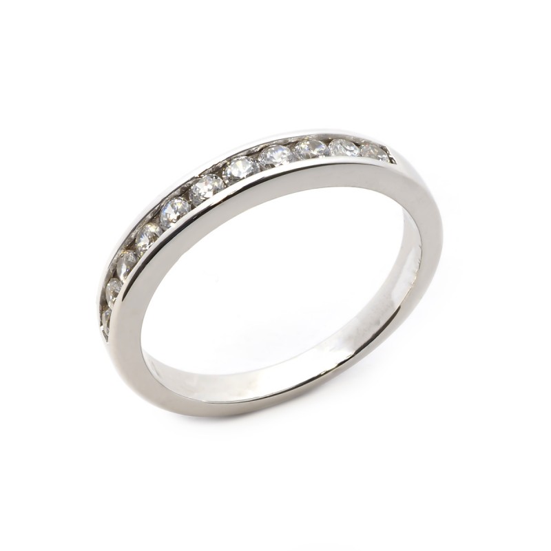 Bague solitaire accompagné femme Carador en argent avec oxydes de zirconium