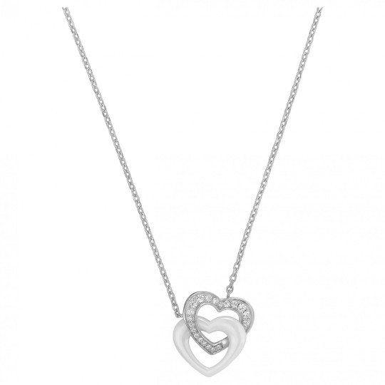 Collier Femme Carador En Argent Doubles C Urs Avec Oxydes De Zirconium