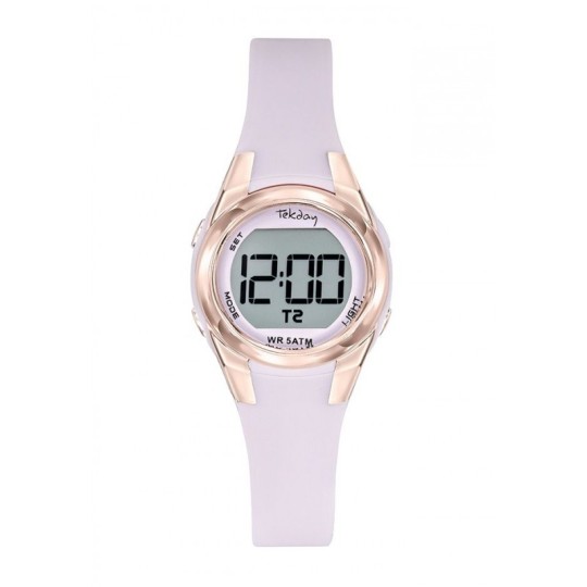 Montre Tekday Enfant Digital Silicone Vieux Rose Boitier Dor Rose