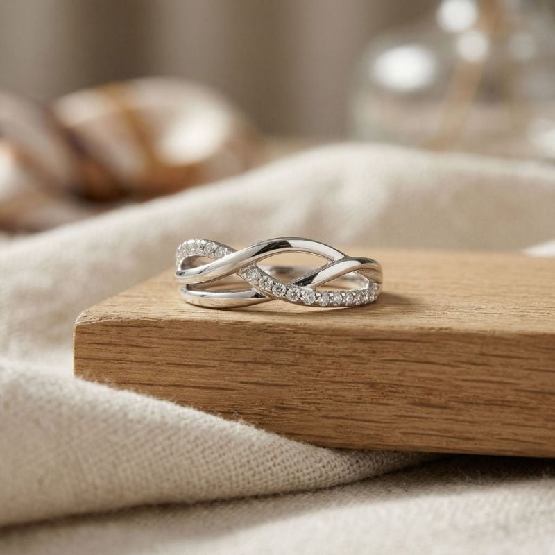 Ambiance élégante avec la Bague multi-pierres pavage Phebus oxydes de zirconium argent blanc