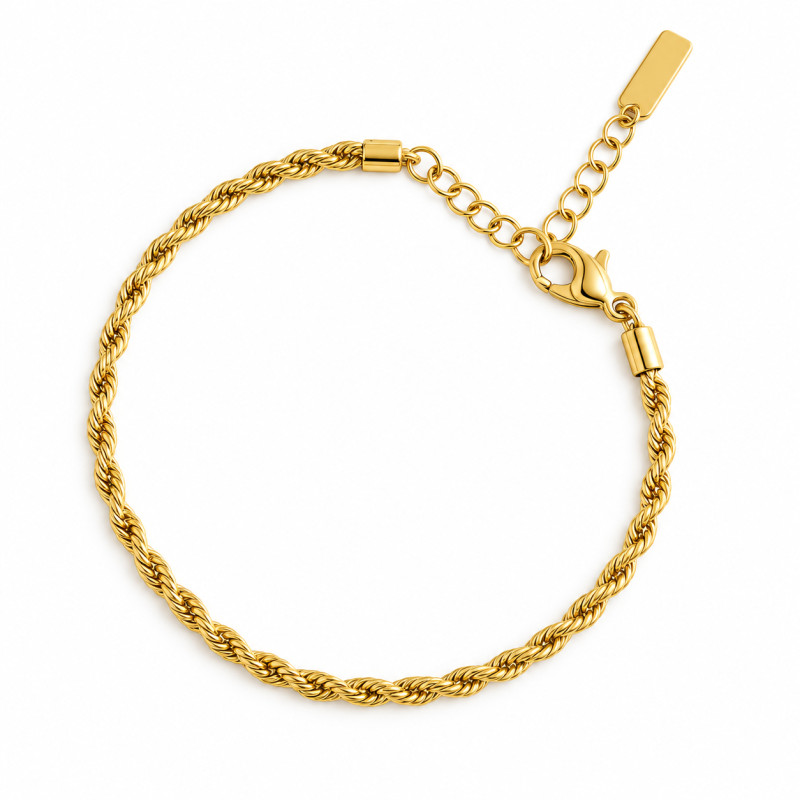 Bracelet Maille torsadée Amporelle Acier doré