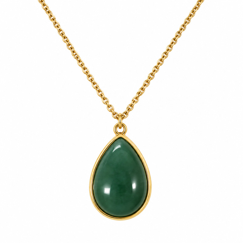 Collier Amporelle Goutte Acier doré