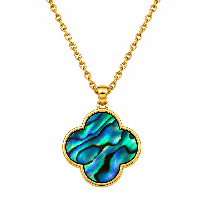 Collier Amporelle Trèfle Acier doré