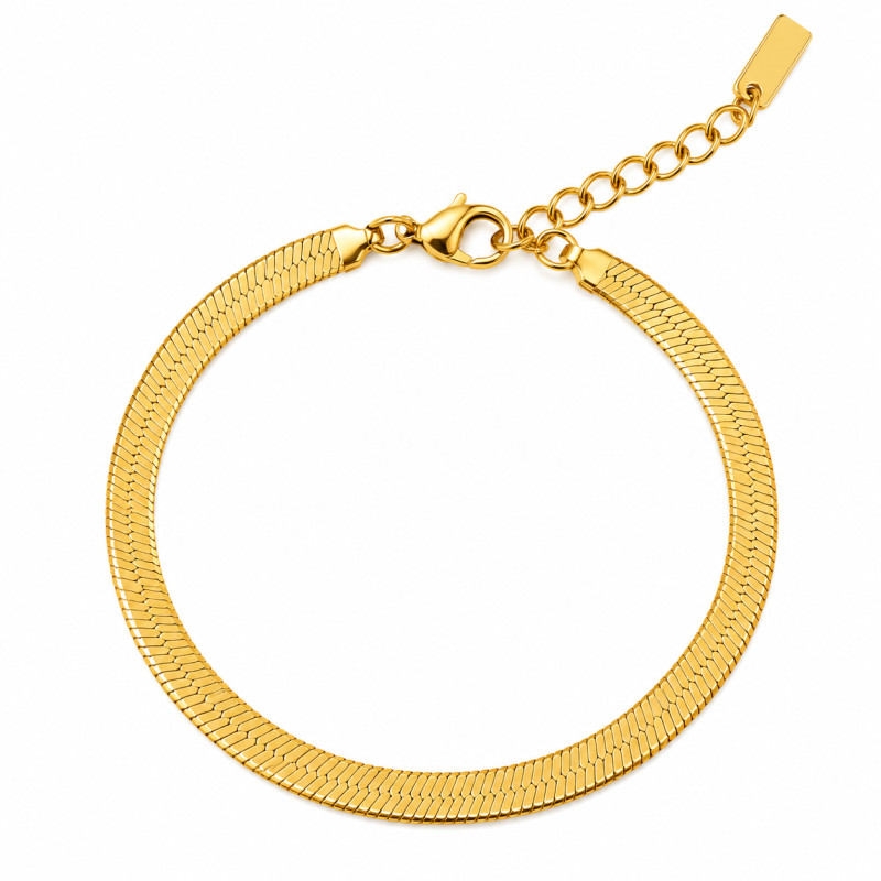 Bracelet Maille plate Amporelle Acier doré
