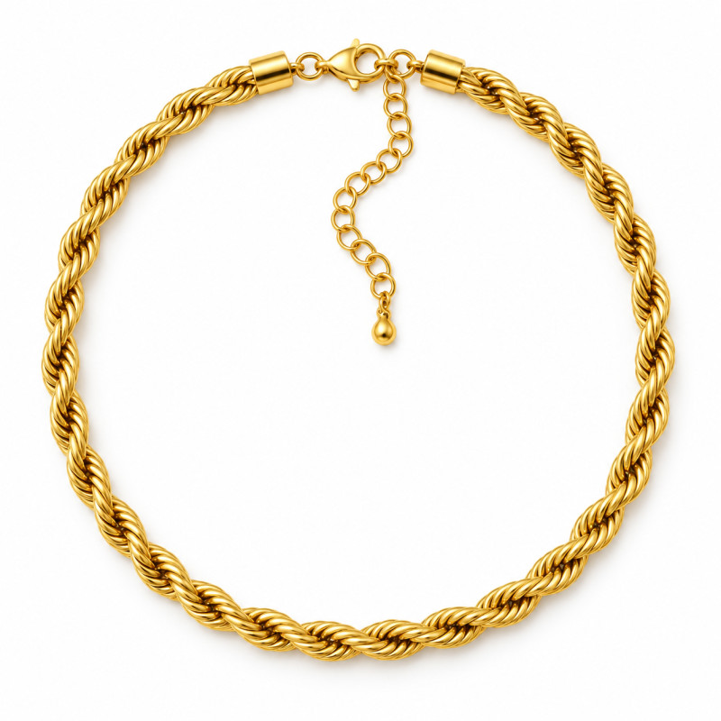 Collier Amporelle Maille torsadée Acier doré