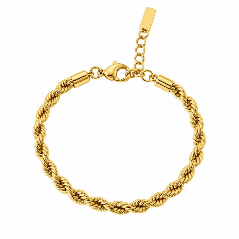 Bracelet Maille torsadée Amporelle Acier doré
