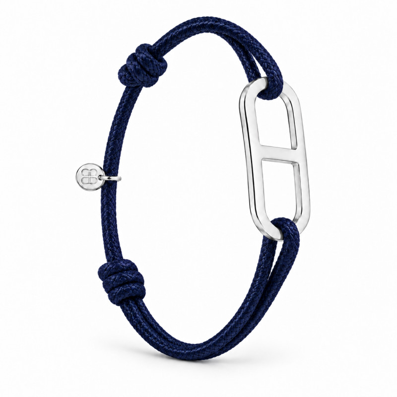 Bracelet Gaby BY OLIVIER LAFOND argenté cordon marine