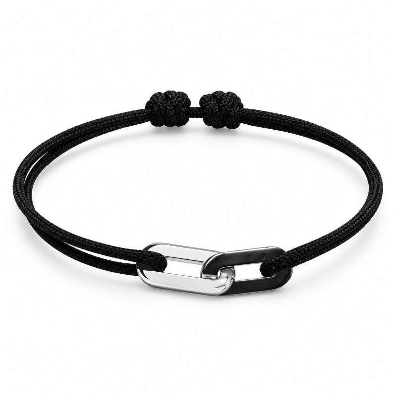 Bracelet double anneaux BY OLIVIER LAFOND noir argenté