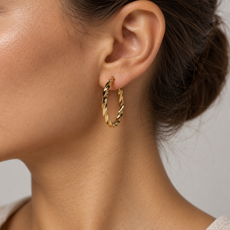 Boucles d'oreilles Amporelle Créoles Acier Doré