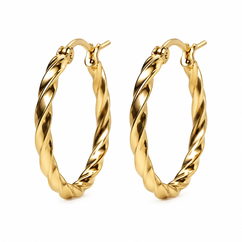 Boucles d'oreilles Amporelle Créoles Acier Doré