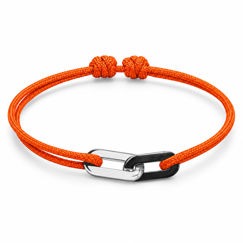 Bracelet double anneaux BY OLIVIER LAFOND Jean-Jean argenté orange
