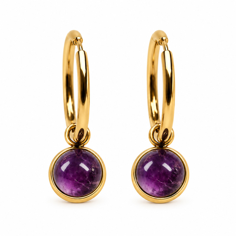 Boucles d'oreilles Amporelle Créoles Acier Doré