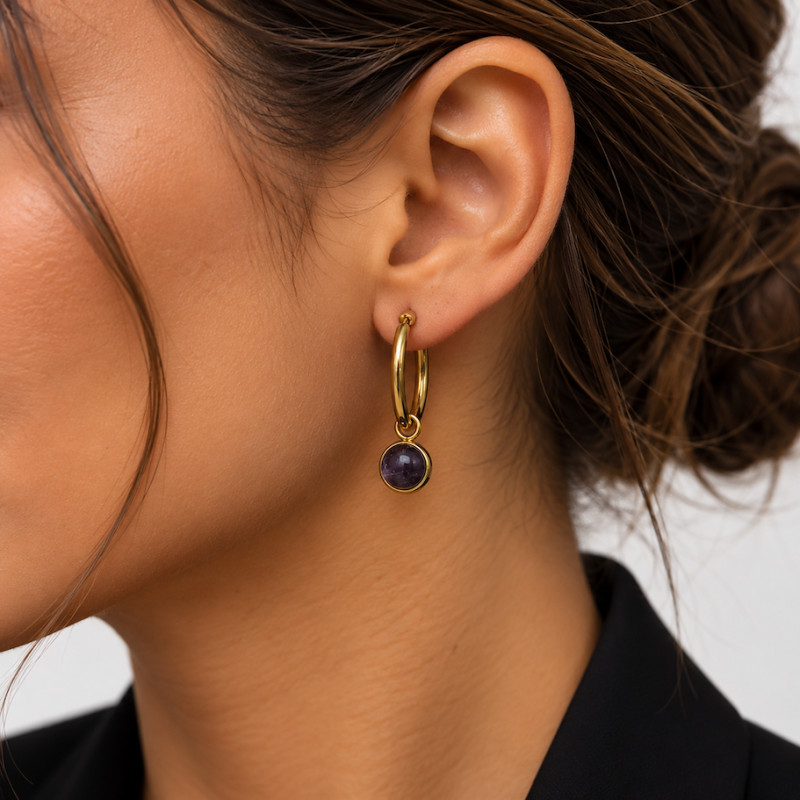 Boucles d'oreilles Amporelle Créoles Acier Doré