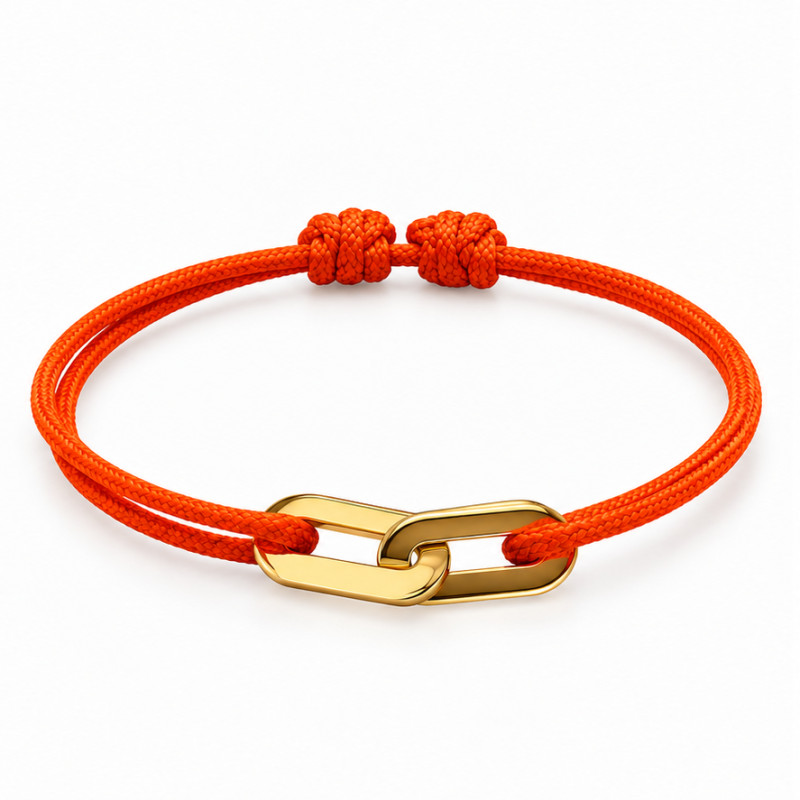 Bracelet double anneaux BY OLIVIER LAFOND Jean-Jean argenté doré ORANGE