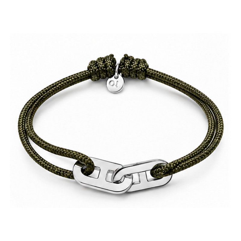 Bracelet double anneaux BY OLIVIER LAFOND argenté Khaki