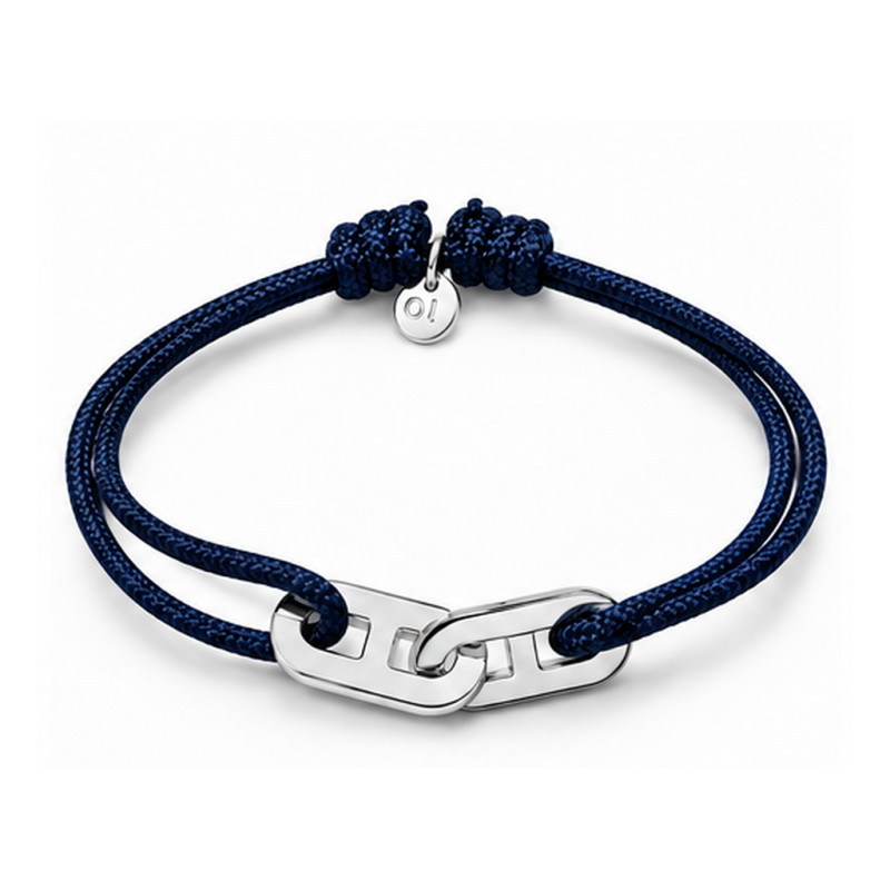 Bracelet double anneaux MYMY BY OLIVIER LAFOND bleu argenté