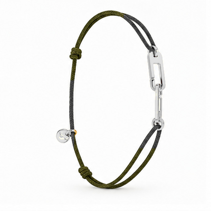 Bracelet Osmose BY OLIVIER LAFOND argenté cordon kaki