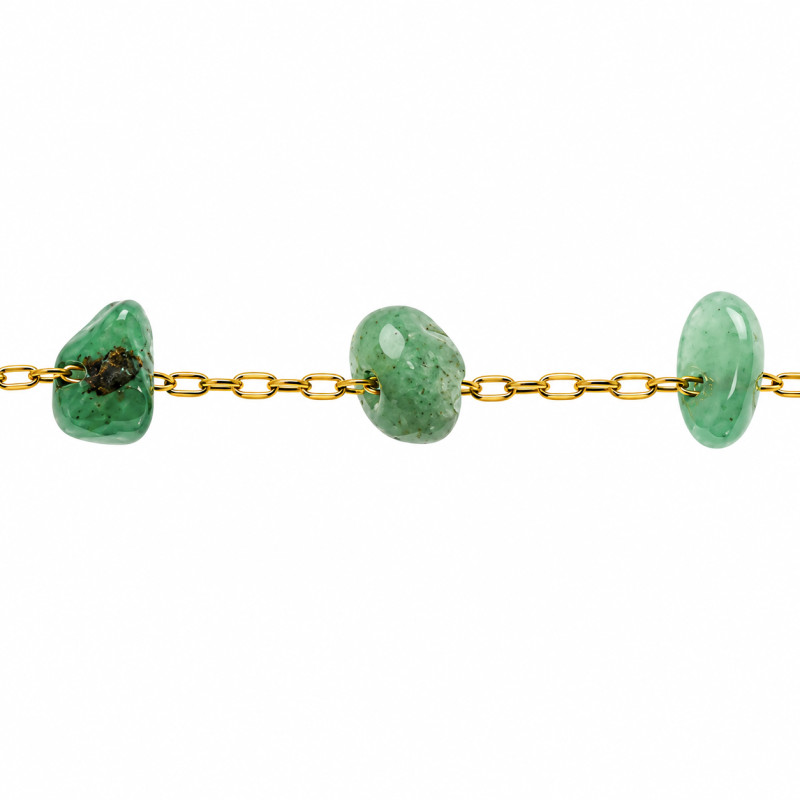 Collier Amporelle pierres vertes Acier doré
