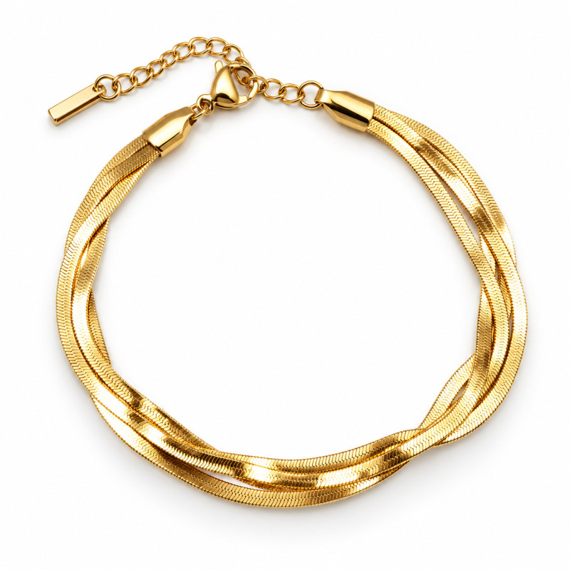 Bracelet Amporelle Acier doré multi-rangs Acier doré