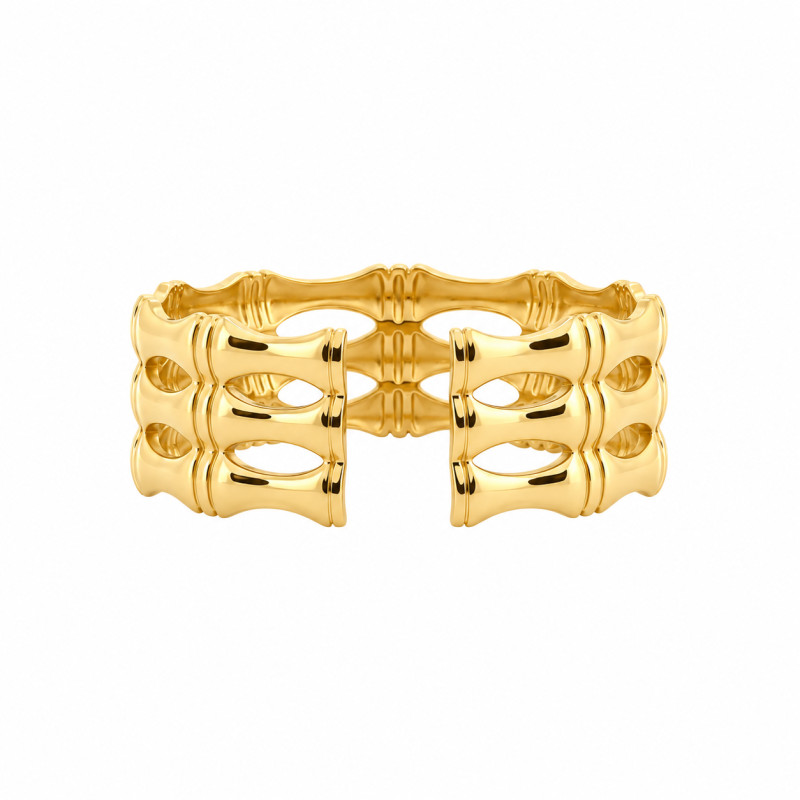 Bague Amporelle triple-rang Acier doré