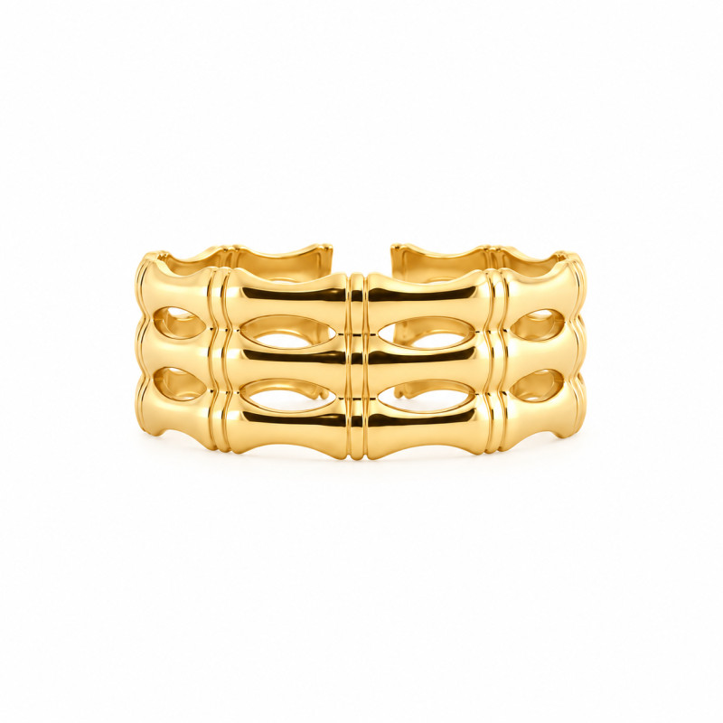 Bague Amporelle triple-rang Acier doré