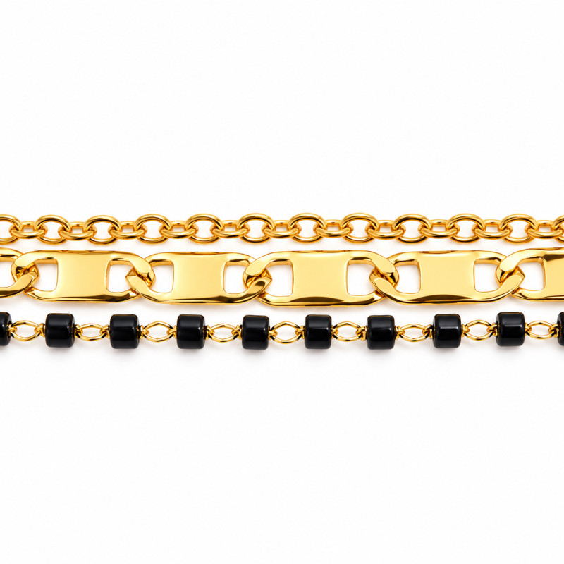 Bracelet Amporelle multi-rangs Acier doré