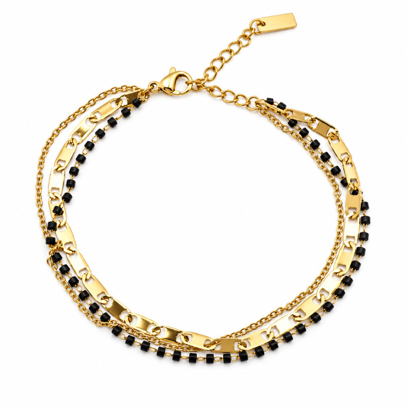 Bracelet Amporelle multi-rangs Acier doré
