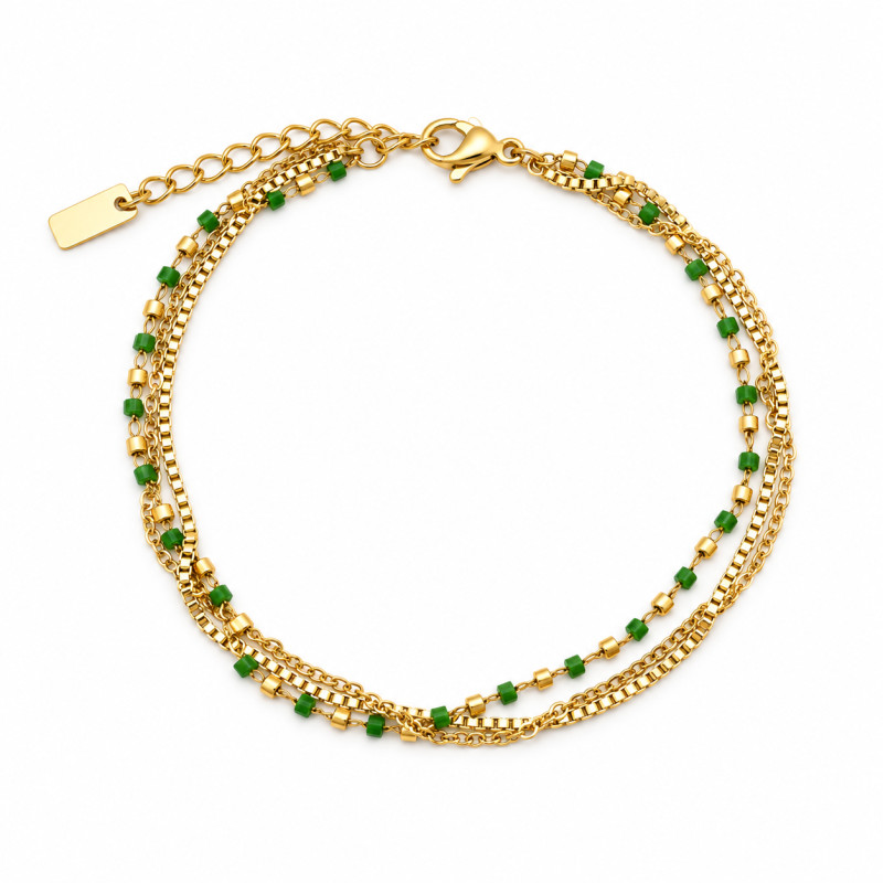 Bracelet Amporelle multi-rangs acier doré