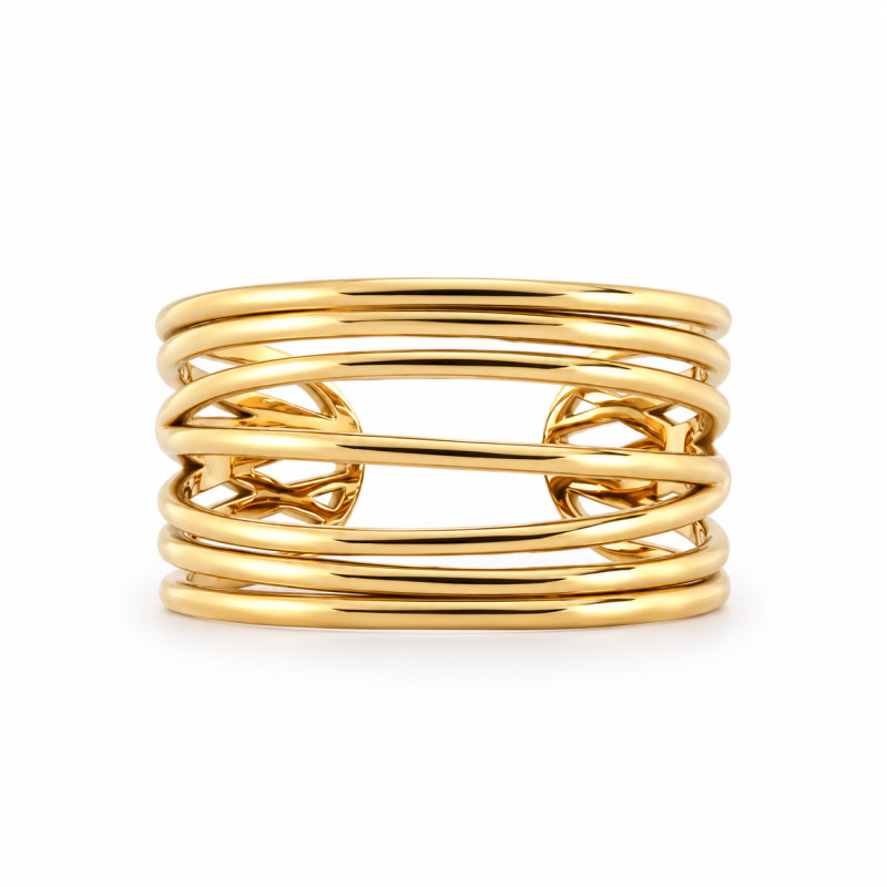 Bague Ajustable Amporelle Multi-rangs Acier doré
