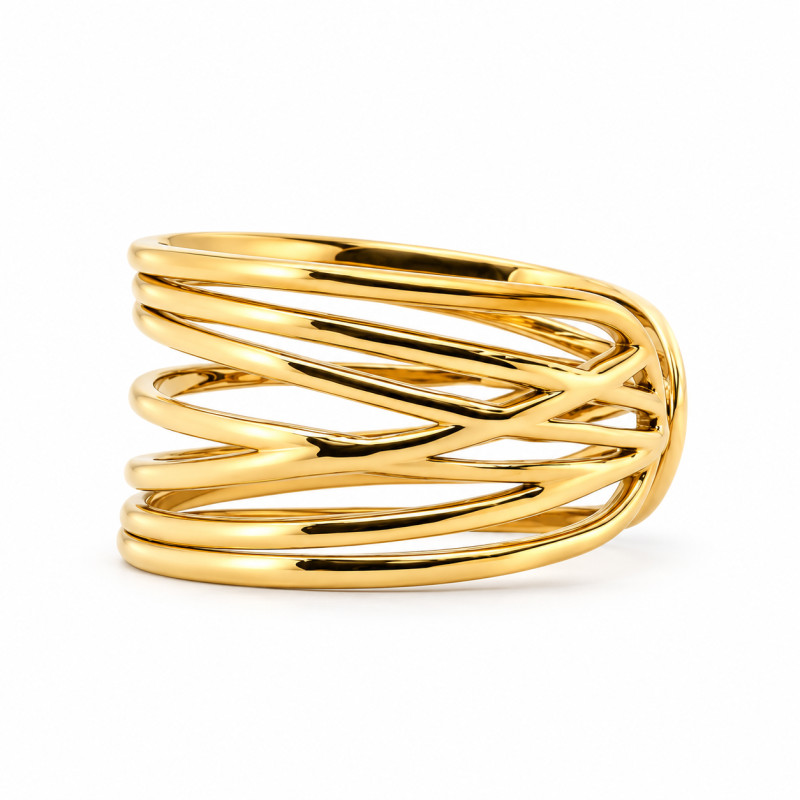 Bague Ajustable Amporelle Multi-rangs Acier doré