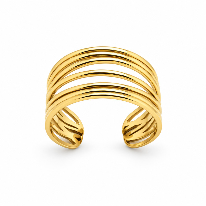 Bague Ajustable Amporelle Multi-rangs Acier doré