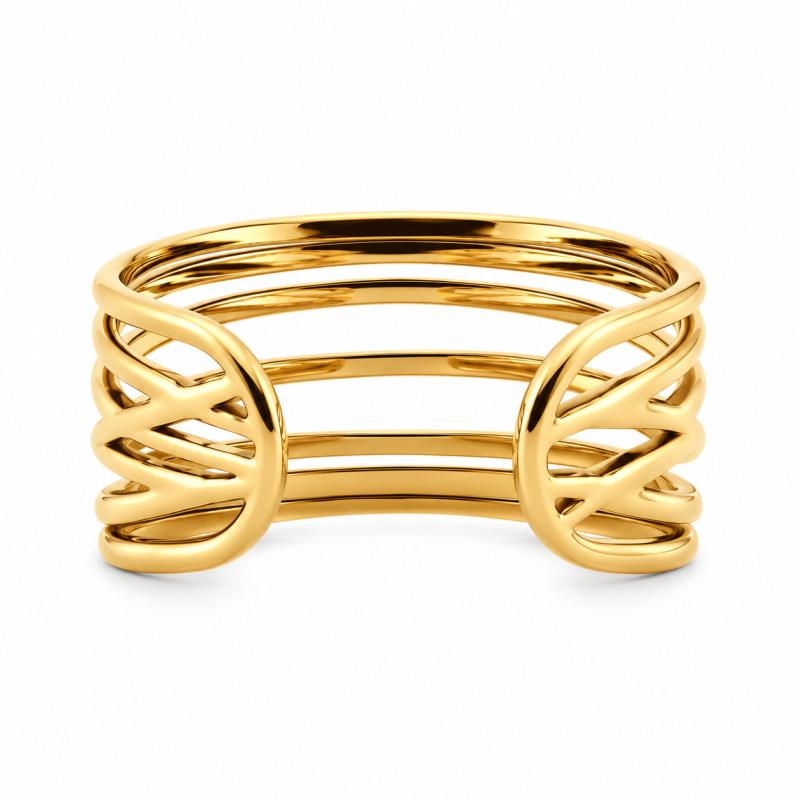 Bague Ajustable Amporelle Multi-rangs Acier doré