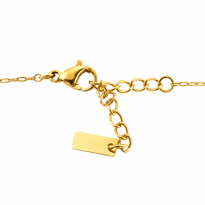 Collier Amporelle Triples chaînes Lune et Etoile Acier doré
