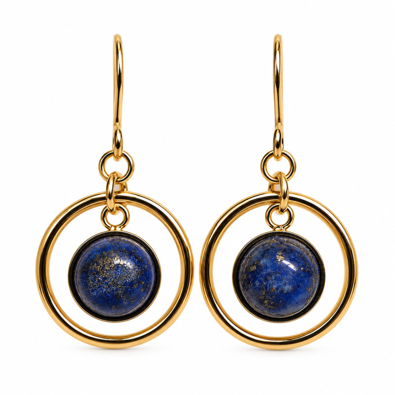 Boucles d'oreilles Amporelle Dormeuses acier doré