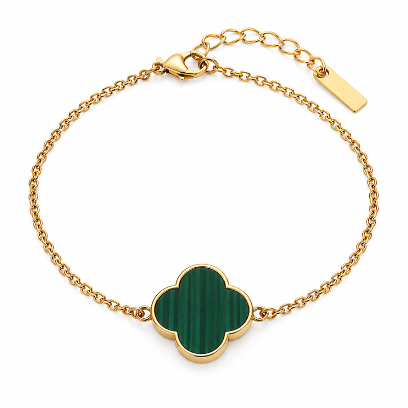 Bracelet Amporelle Trèfle Acier Doré