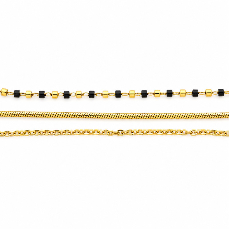 Collier Amporelle Triples chaînes Acier doré