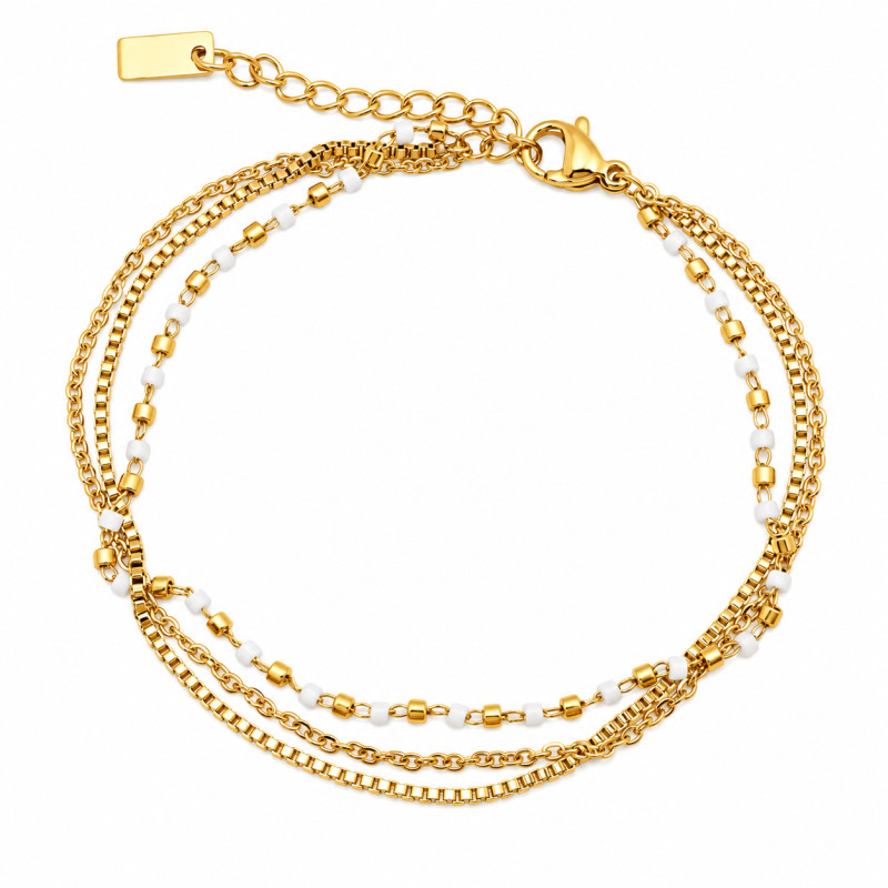 Bracelet Amporelle multi-rangs Acier doré