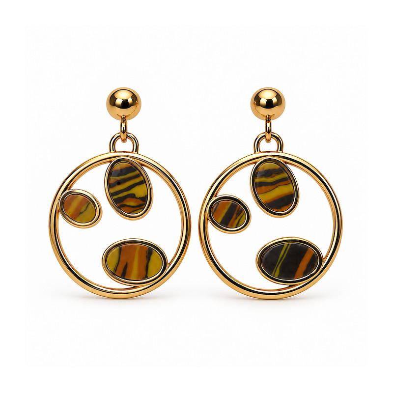 Boucles d'oreilles Amporelle Clous Acier doré