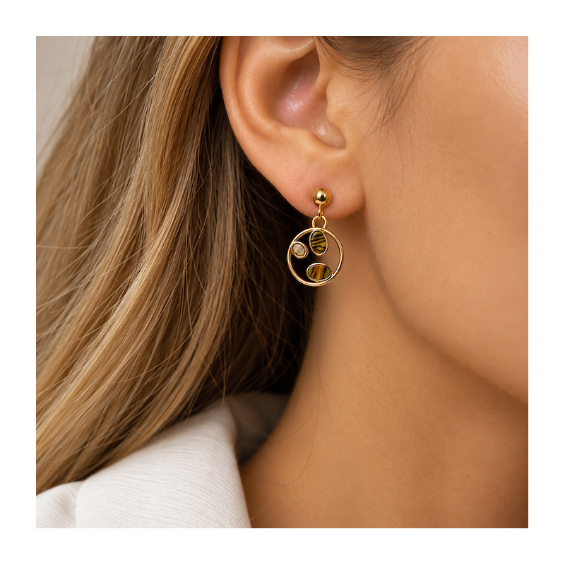 Boucles d'oreilles Amporelle Clous Acier doré
