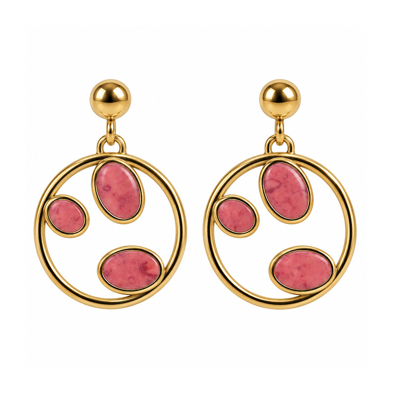 Boucles d'oreilles Amporelle Clous Pendantes Acier Doré