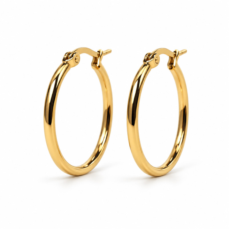 Boucles d'oreilles Créoles Amporelle en acier doré jaune