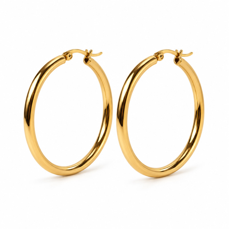 Boucles d'oreilles créoles Amporelle en acier jaune 3MM