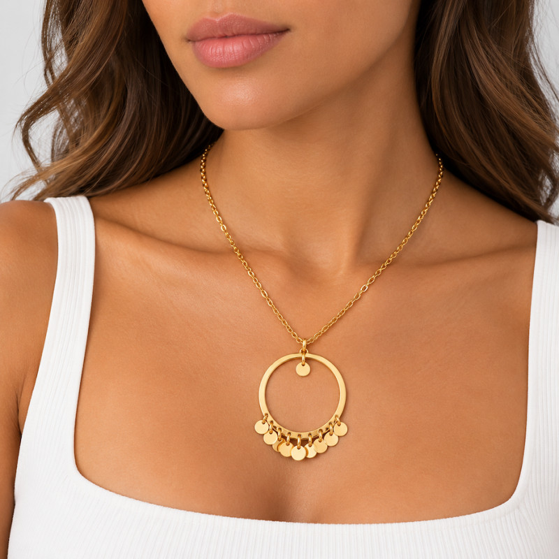 Collier Amporelle Acier Doré