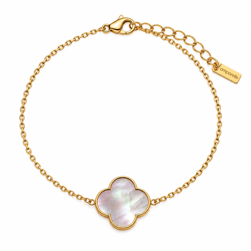 Bracelet Amporelle Acier Doré Nacre