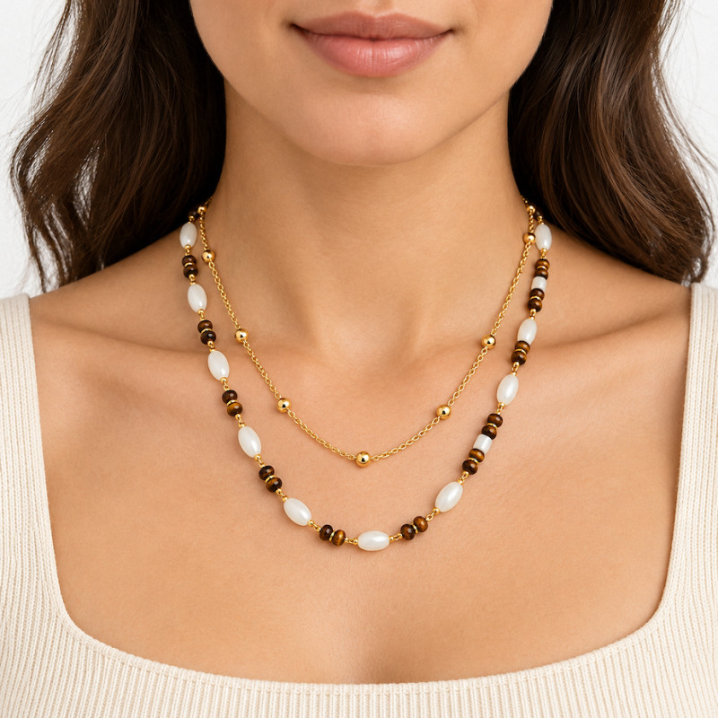 Collier Amporelle Acier Doré