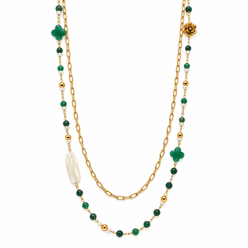 Collier Amporelle Acier Doré