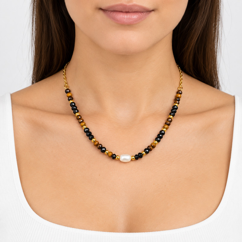 Collier Amporelle Acier Doré