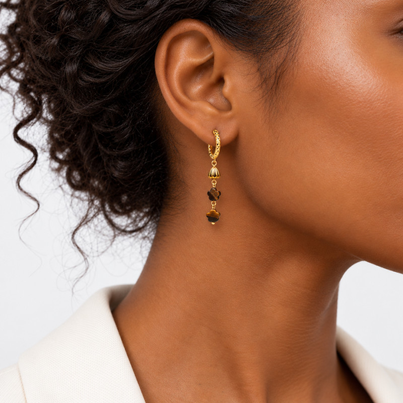 Boucles d'oreilles demi créoles Amporelle Acier doré