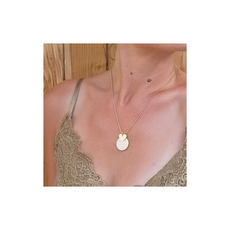 Collier Cécile Léonard Crea Cœur Pampilles Cuir Doré